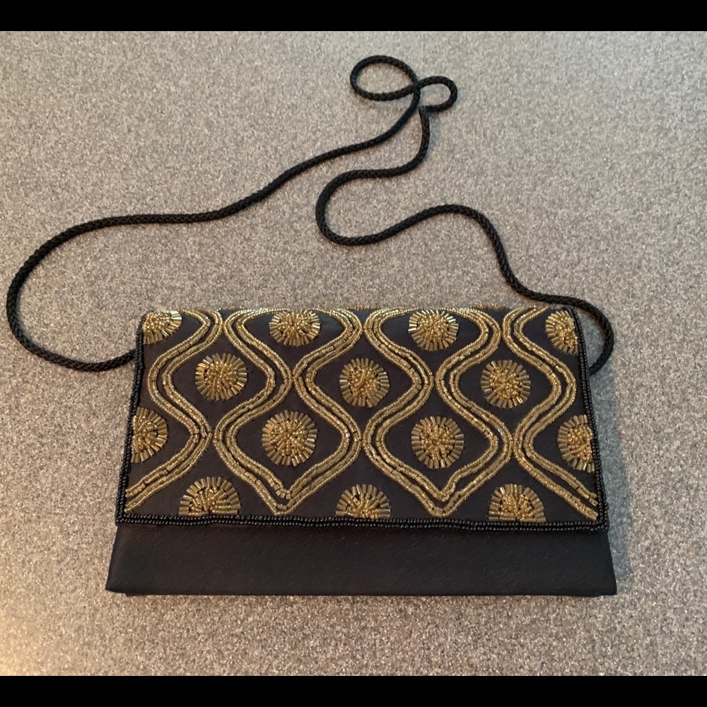 Stunning black silk beaded bag